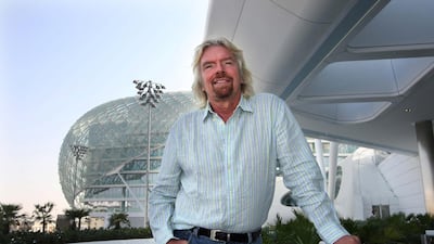 Sir Richard Branson relaxes at the Yas hotel in 2009. Stephen Lock / The National