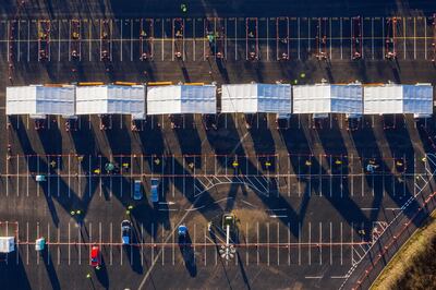 Etihad tennis centre in Manchester is being used as a mass vaccination centre. Getty Images