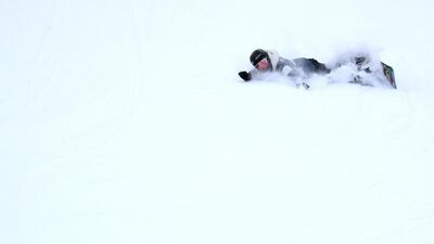 Jamie Anderson competes in the final round of the of the FIS Snowboard World Cup 2017 Ladies’ Snowboard Slopestyle during the Toyota US Grand Prix at Mammoth Mountain in Mammoth, California. Sean M Haffey / Getty Images / AFP