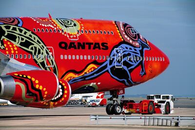 Flying Art was introduced on Qantas aircraft in the Nineties depicting the works of Aboriginal artists from across Australia. Courtesy Qantas