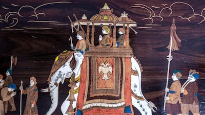 The intricate rosewood chests were imported from India.