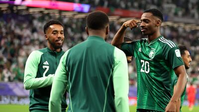 Abdullah Radif, right, of Saudi Arabia celebrates after scoring. Getty Images