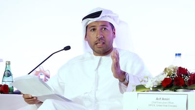 Arif Amiri, the chief executive of Dubai International Financial Centre, during the plenary session on 'New Corporate Strategies to Penetrate Markets , Rationale and New Rules of the Game. Pawan Singh / The National