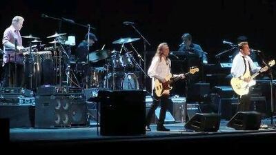 The Eagles perform their first Middle East gig at Dubai's Sevens Stadium.