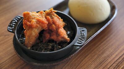 Pounded yam and efo riro at The Gbemi's Kitchen. Pawan Singh / The National