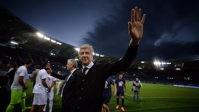 Arsenal coach Arsène Wenger lent his expertise in the “Match for Peace” at Rome’s Olympic Stadium on September 1, 2014. Filippo Monteforte / AFP