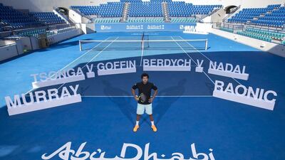 Jo-Wilfried Tsonga, who will face David Goffin in the first round, was on hand to help with the draw. Courtesy: Mubadala World Tennis Championship.