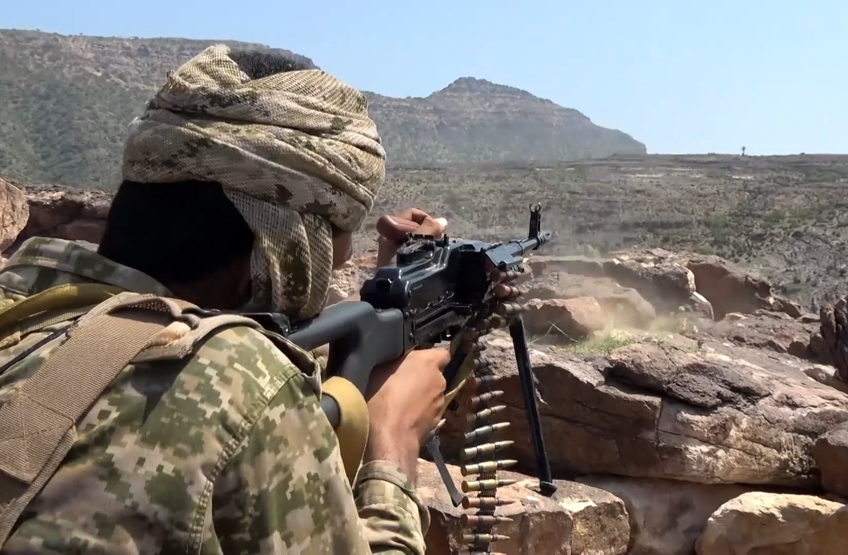 A Houthi fighter in Taiz province, Yemen. EPA