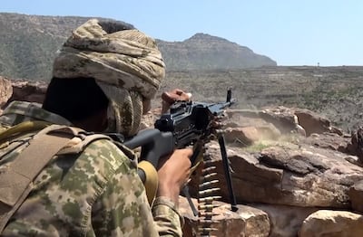 A Houthi fighter in Taiz province, Yemen. EPA