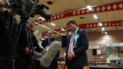Brexit Party candidate Richard Tice is interviewed after Labour Party candidate Mike Hill is announced as the winner for the constituency of Hartlepool at a counting centre for Britain's general election in Hartlepool, Britain. Reuters