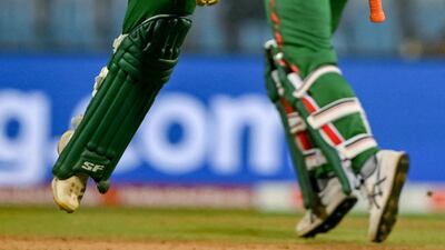 Bangladesh's Mahmudullah celebrates reaching his century against South Africa. AFP