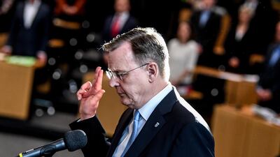 Bodo Ramelow is sworn in as state prime minister of Thuringia on Wednesday. EPA