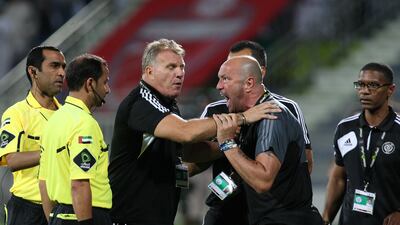 Walter Zenga, the Al Nasr coach, was furious at the referee after Al Ahli were awarded a dubious free-kick in injury time. Luis Jimenez scored as the visitors won 3-2. Pawan Singh / The National
