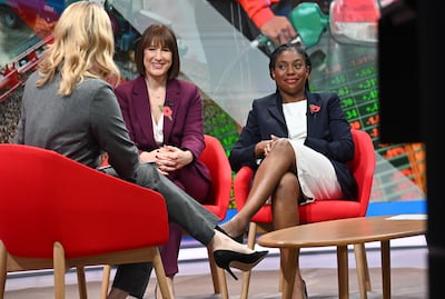 Chancellor of the Exchequer Rachel Reeves and new Conservative leader Kemi Badenoch appearing on the BBC1 current affairs programme, Sunday with Laura Kuenssberg, on November 3. BBC/ PA Wire
