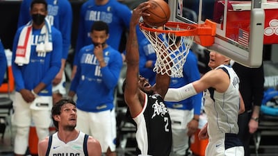 Los Angeles Clippers forward Kawhi Leonard scores a dunk during the Game 7 win over the Dallas Mavericks. Reuters
