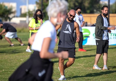 Abu Dhabi residents participate in a free DanceFit class as part of the Active Parks initiative. Photo: Victor Besa / The National