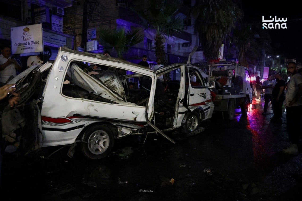 Image linked from the original feed: Explosion on bus kills at least two people near Damascus