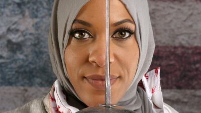 Fencer Ibtihaj Muhammad poses for a portrait at the 2016 Team USA Media Summit at The Beverly Hilton Hotel on March 9, 2016 in Beverly Hills, California. Sean M. Haffey/Getty Images/AFP