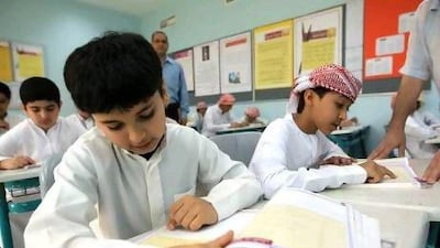 Year 7 pupils at Al Suqoor School preparing for their upcoming exams. The school has traditionally performed well, Adec says. Ravindranath K / The National