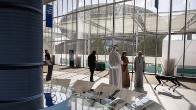 A Boston Dynamics robot at the Energy Transition Hub in the Cop28 Green Zone at Expo City Dubai. Bloomberg