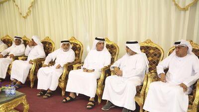 Sheikh Saud bin Saqr Al Qasimi, Ruler of Ras Al Khaimah, offers condolences to the family of Warrant Officer Sameer Mohammed Murad Abu Bakr on Sunday. Wam