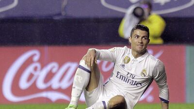Real Madrid forward Cristiano Ronaldo shown during their match with Osasuna played on February 11, 2017. Villar Lopez / EPA