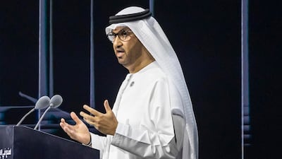 Dr Sultan Al Jaber, Minister of Industry and Advanced Technology and managing director and group chief executive of Adnoc, warned about disruption to the global economy. Antonie Robertson / The National