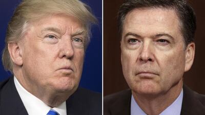 US President Donald Trump, left, and the former FBI director James Comey. Michael Reynolds / EPA