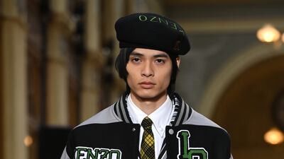 Nigo teamed a boating blazer with a varsity jacket for his first outing for Kenzo.