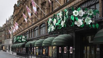 The Pop Up Flowers concept displayed 22 different brands in the department store’s windows. Courtesy of Harrods