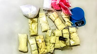 Sharjah Police seized 7.6kg of crystal meth, 494g of hashish and other drug paraphernalia