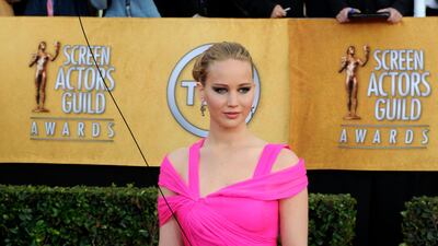 Jennifer Lawrence, in Oscar de la Renta, arrives for the 17th annual Screen Actors Guild Awards at the Shrine Auditorium in Los Angeles, California, on January 30, 2011. EPA