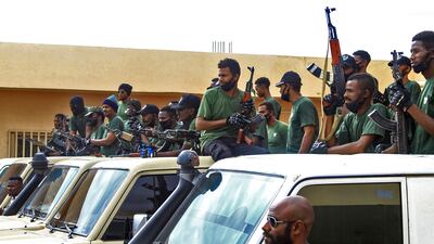 Members of a joint security cell made up of various military and security services affiliated with Sudan's army. AFP