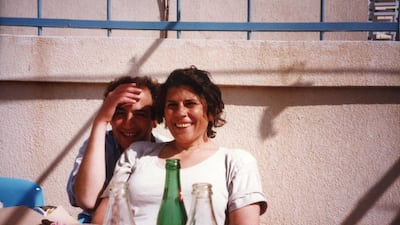 Omar Al Qattan with the actress Bushra Qaraman during the filming of 'Tale of the Three Jewels'. Courtesy Omar Al Qattan