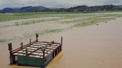 A view shows flooding in the aftermath of Cyclone Yasa in Wailevu, Vanua Levu, Fiji in this still image from drone video obtained via social media. Reuters