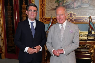 King Charles III with Mr Burnham after their audience at Buckingham Palace. AFP