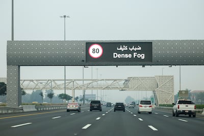 Police imposed 80kph speed limits in Abu Dhabi during morning fog. Victor Besa / The National