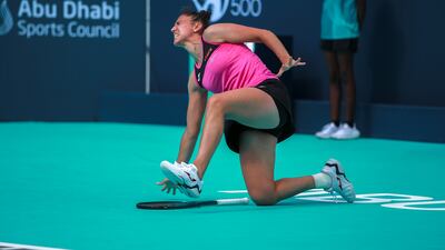 Sara Sorribes Tormo slips and injures her hand during her match against Barbora Krejcikova. The Spaniard was forced to retire in the second set when she was 6-2, 1-0 down.