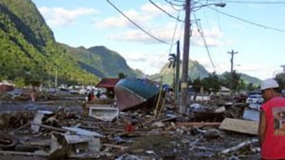 A playground and a tennis park in Pago Pago, American Samoa, after a series of tsunamis hit the island.