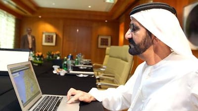 Sheikh Mohammed bin Rashid, the Vice President and Ruler of Dubai, launches the Burj Khalifa virtual tour project. Wam