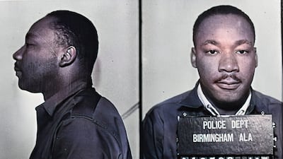 Martin Luther King Jr following his arrest for protests in Alabama, 1963. Getty Images