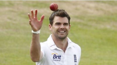 England's James Anderson took out three of the top four wickets of India to fall. Ian Kington / AFP