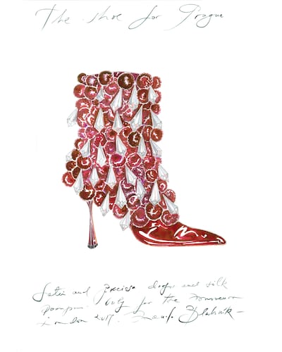 Guests at the Four Seasons Prague will recive this sketch by Spanish footwear designer Manolo Blahnik. Courtesy Manolo Blahnik