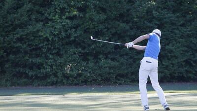 Jordan Spieth of the US hits from the drop spot after he hit his tee shot into Rae’s Creek and hits into the creek a second time on the twelfth hole during the final round of the 2016 Masters Tournament at the Augusta National Golf Club in Augusta, Georgia, USA, 10 April 2016. The Masters Tournament is held 07 April through 10 April 2016. EPA/ERIK S LESSER