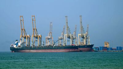 Tankers moored in the Khor Fakkan port near the Strait of Hormuz. AFP