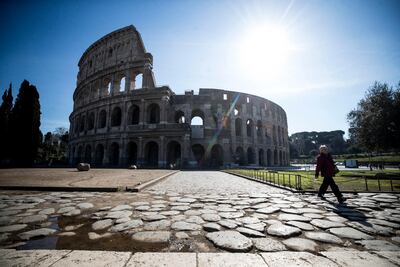 Tourists are missing from the Colosseum in Rome, Italy, 10 March 2020. EPA