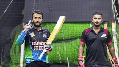 Saqib Nazir, left, will lead the UAE as captain during the Indoor Cricket World Cup. Christopher Pike / The National
