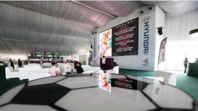 An inside view of the tent set up for Euro Cup 2012 at the Atlantis hotel on Palm Jumeirah in Dubai. Pawan Singh / The National