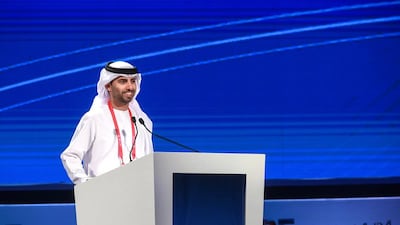 Suhail Al Mazrouei, Minister of Energy, speaks at the Commonwealth of Independent States Global Business Forum in Dubai. Victor Besa for The National