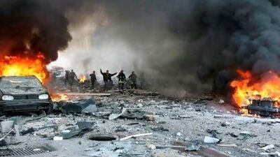 The scene of a massive explosion in which Rafiq Hariri, the former Lebanese premier, was killed in central Beirut in 2005.
